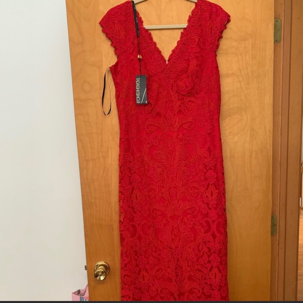 Tadashi Shoji Red Gown Size 10 NWT